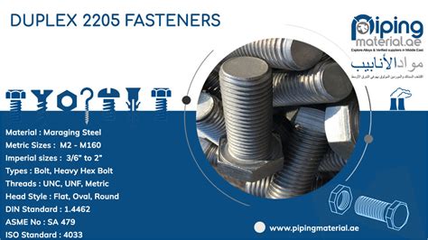 Duplex 2205 fasteners and 1.4462 hex bolts suppliers in UAE