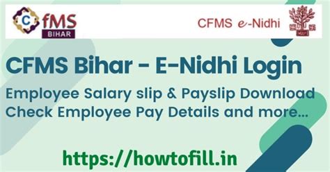 CFMS Bihar E-Nidhi Login 2021 | Download Employee Salary Slip ...