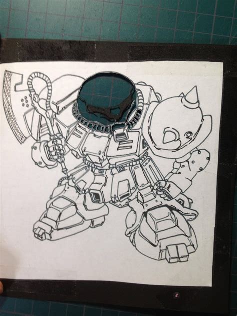 SD Zaku Sketch/ Papercut art