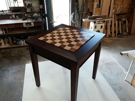 Hand Crafted Custom Exotic Wood Chess Table With Drawers by Puddle Town Woodworking | CustomMade.com