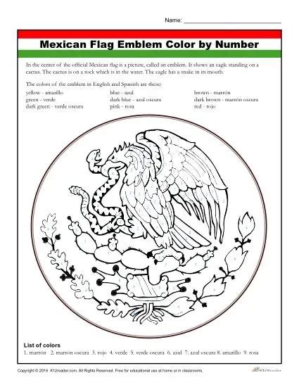 Mexican Flag Coloring Activity Worksheet for Kids