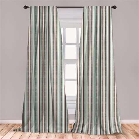 Retro Curtains 2 Panels Set, Classical Vertical Stripes Pattern Texture ...