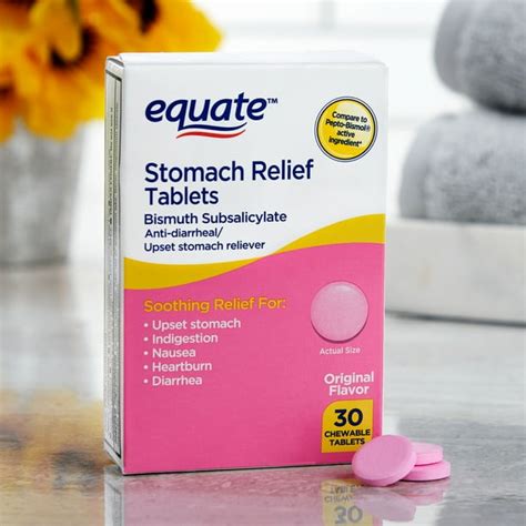 Equate Stomach Relief Chewable Tablets, 262 mg, 30 Count - Walmart.com - Walmart.com