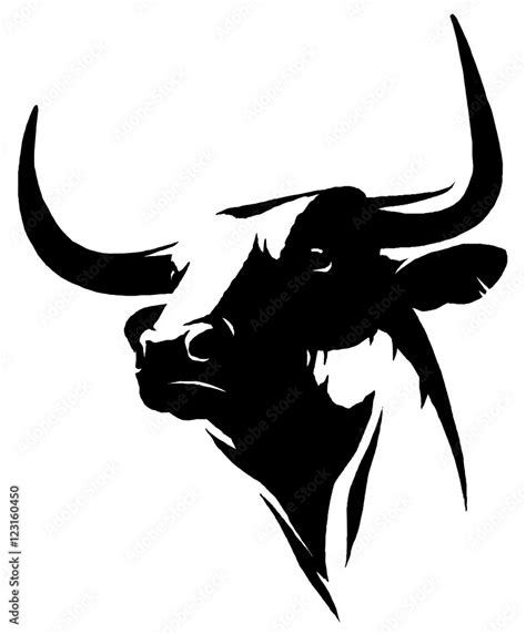 black and white linear paint draw bull illustration Stock Illustration | Adobe Stock