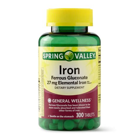 Spring Valley Iron Supplement, 27 mg, 300 Ct - Walmart.com - Walmart.com