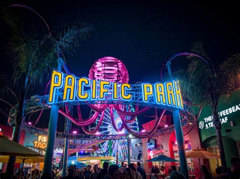 Pacific Park at Night on Santa Monica Pier in Southern California ...