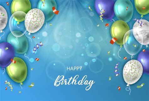 Balloons Custom Happy Birthday Blue Background Photography Backdrop D6 | Feliz cumpleaños globos ...