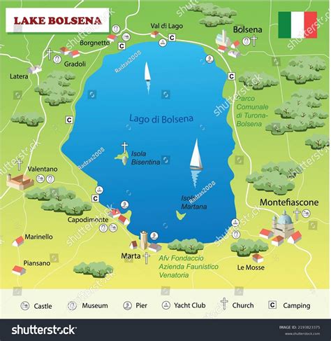 Vector Illustration Lake Bolsena Map Italy Stock Vector (Royalty Free) 2193823375 | Shutterstock