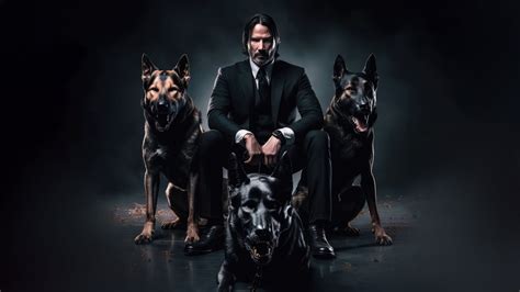 john wick with dogs 5k Mac Wallpaper Download | AllMacWallpaper