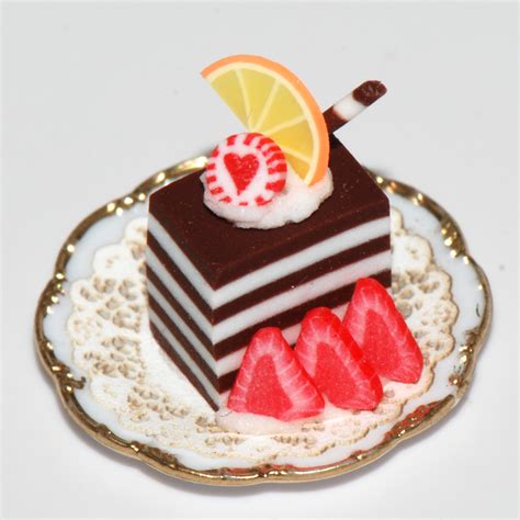 Decadent Chocolate Pastry w/fruit slices | Stewart Dollhouse Creations