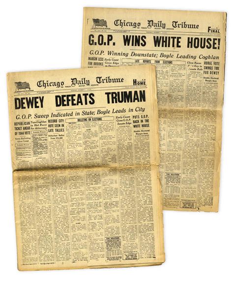 Lot Detail - ''Dewey Defeats Truman'' Newspaper, Along With the Second Erroneous Paper Published ...