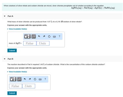 Solved When solutions of silver nitrate and sodium chloride | Chegg.com