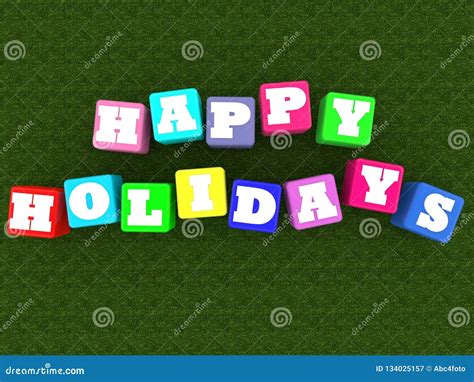 Happy Holiday Word Text Concept on Dark Green Stock Illustration - Illustration of game, cubes ...