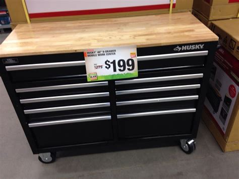 Tool Organizers 3-Drawer Rolling Tool Cart with Wood Top Black Husky 36 in Tools & Home Improvement