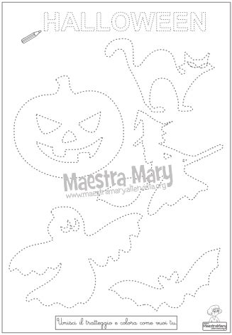 Schede di pregrafismo di Halloween Maestra Mary - Pagina Da Colorare