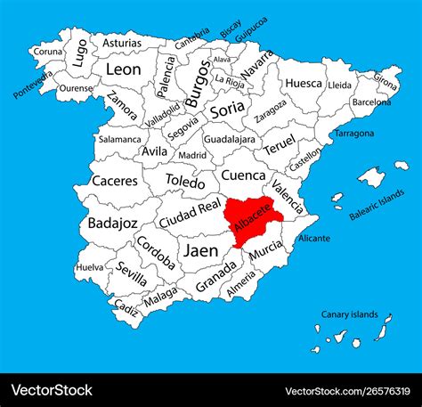 Albacete map spain province administrative Vector Image