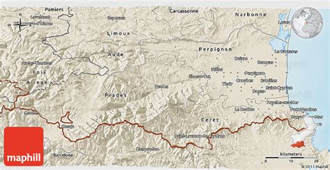 Shaded Relief 3D Map of Pyrénées-Orientales