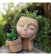 Amazon.com : Head Planter Face Flower Pots, Cute Resin Face Planters for Indoor Outdoor Plants ...