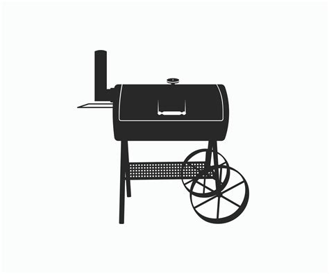 BBQ Charcoal Grill Trolley Silhouette On White Background. BBQ Grill Smoker Vector. 10630107 ...