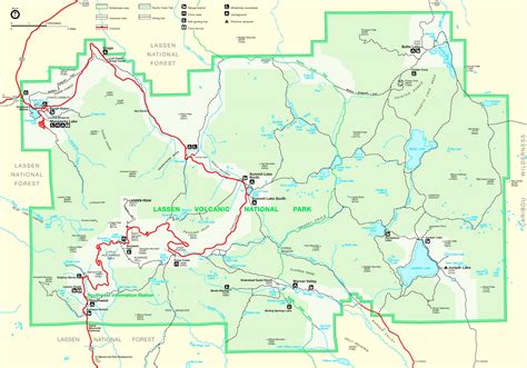 Lassen Volcanic National Park trail and camping map