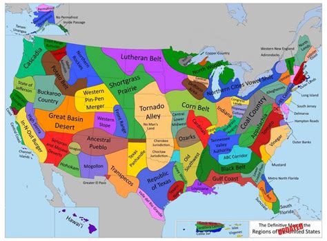 A definitive map of U.S. regions [OC] [1890 x 1397] | Geography map, Us map, Map