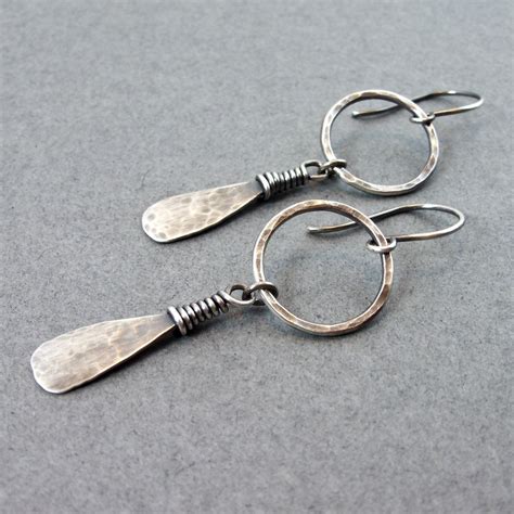 Sterling Silver Handmade Jewelry Hoop Earrings Artisan Sterling Silver Earrings Womens Sterling ...