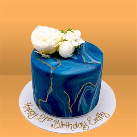 Blue Marble Effect Cake - Piya Cake