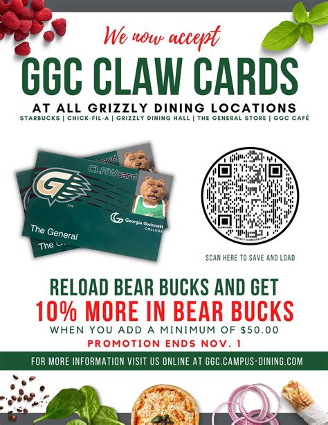 Reload Bear Bucks and get 10% more! - Georgia Gwinnett College | Aladdin Campus Dining