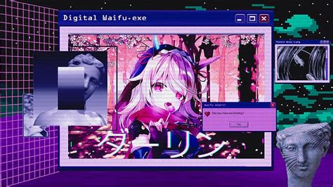 2000x500px | free download | HD wallpaper: vaporwave, anime girls, heart eyes, retrowave, noise ...