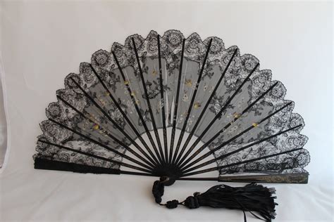 Antique black lace Victorian ladies hand held fan vintage | Etsy | Hand held fan, Victorian ...