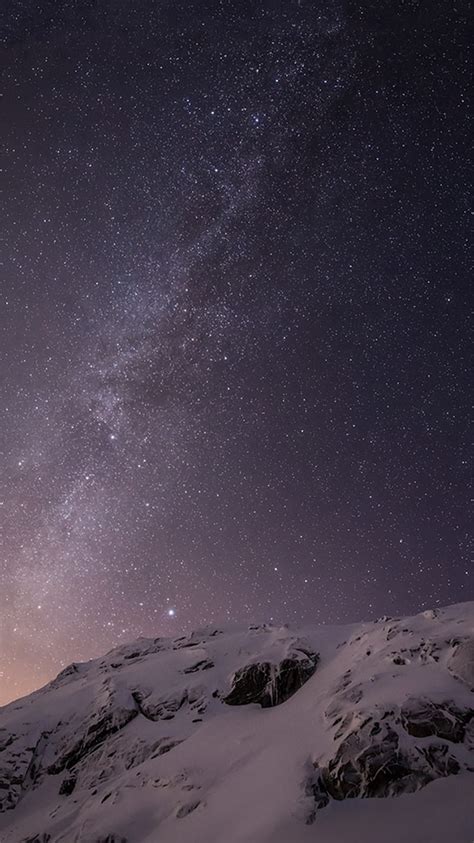 IOS 8, apple, mountain, night, sky, snow, star, HD phone wallpaper | Peakpx