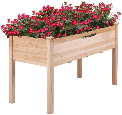 Wooden Raised Garden Bed, Elevated Planter Box for Backyard Patio Balcony 48.8 x 22.8 x 29.8 ...