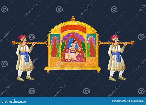 Indian Wedding Tradition Bride in Doli Stock Vector - Illustration of ...