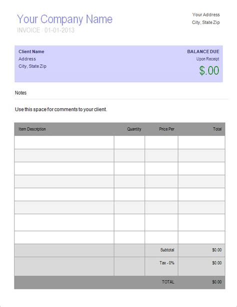 Microsoft Word Invoice Template Invoices Office Regarding Templates In