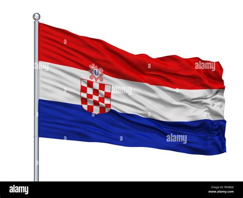 Independent State Of Croatia War Flag On Flagpole, Isolated On White ...