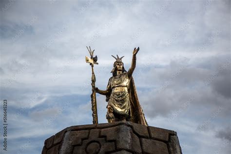 Sculpture of Manco Capac, Inca founder of the empire, in the main ...