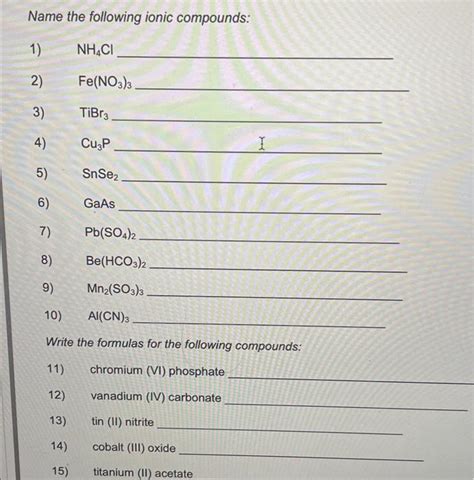 Solved Write the formulas for the following compounds: 11) | Chegg.com