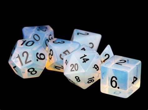 Opalite Gemstone Polyhedral Dice Set: Hand Carved With - Etsy