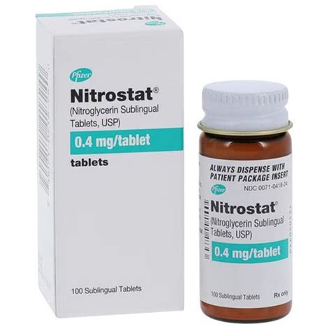 Nitrostat Sublingual Tablets 0.4 mg Nitroglycerin Tablets, 100/bottle — Mountainside Medical ...