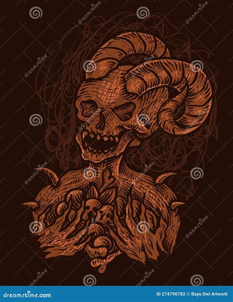 Illustration Scary Demon Skull with Abstract Style Perfect Stock Vector ...