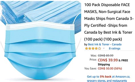 Amazon Canada Deals: Save 56% on 100 Pack Disposable FACE MASKS - Canadian Freebies, Coupons ...