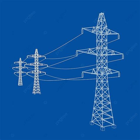 Electric Pylons Or Electric Towers Concept Vector Connection ...