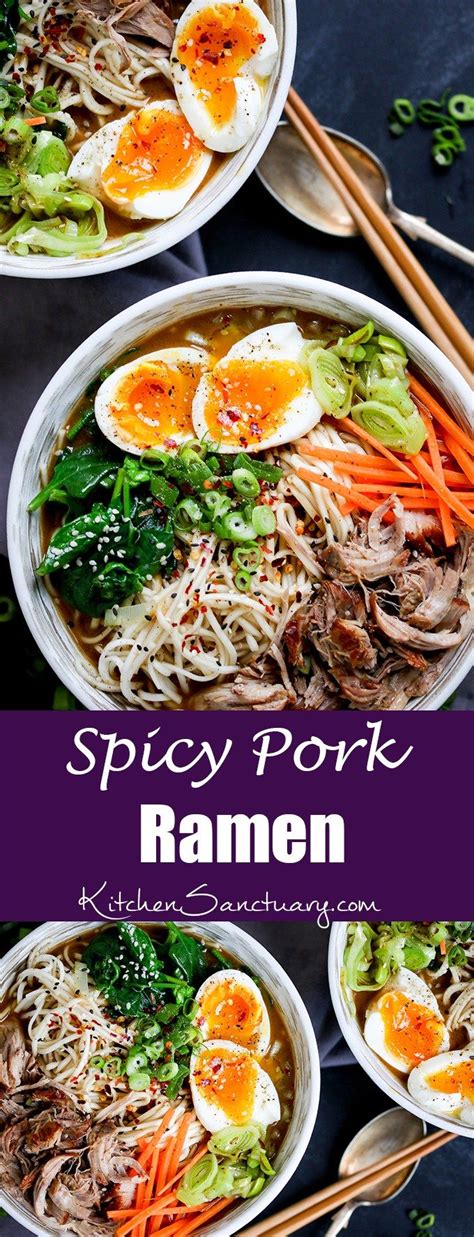 Spicy Pork Ramen - Slow cooked pork with noodles, veggies and a… | Slow cooked pork, Spicy pork ...