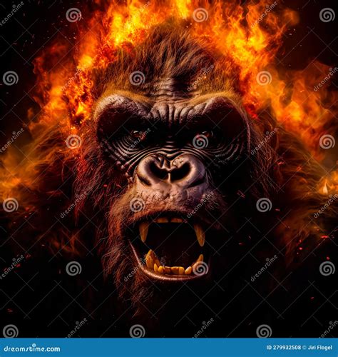 Illustration of Face of Angry Gorilla on Black Backgound . Stock ...