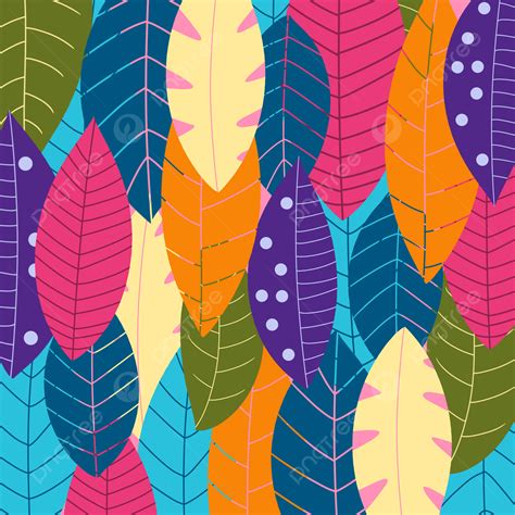 Colorful Trendy Folksy Leaves Wallpaper Background, Leaves Wallpaper, Wallpaper, Wallpaper ...