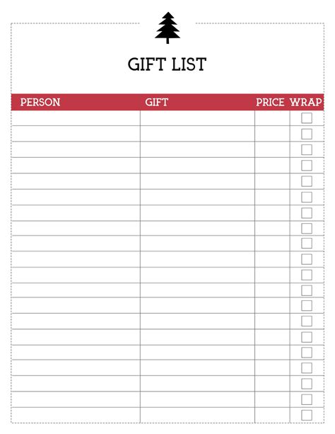 Free Printable Christmas List Template {Gift List} - Paper Trail Design