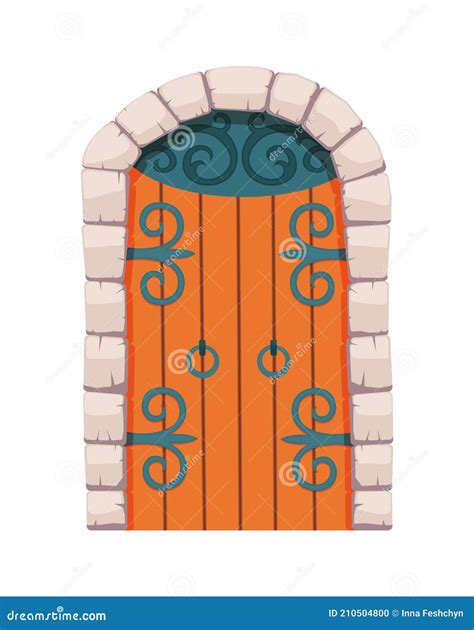 Fairytale Door Medieval. Element Of Medieval Castle Or Fortres. Wooden ...