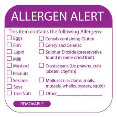 Food Allergy Allergen Warning Day Dot Labels/catering Stickers | Etsy