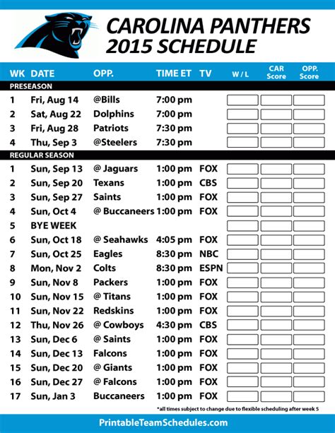 Carolina Panthers Schedule 2022 Printable - Customize and Print