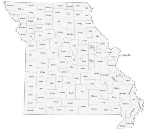 Missouri County Map and Independent City - GIS Geography